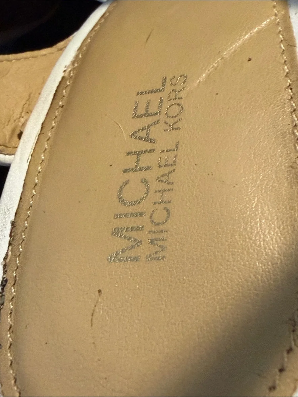 Michael Kors White Leather Cross-Strap Platform Sandals-size 10-Good Cond.